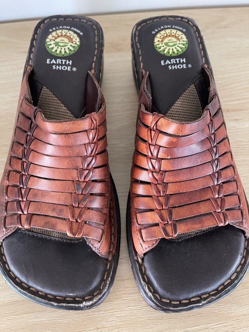 Earth Shoe Berkshire Brown Leather Comfort Sandals Shoes 8